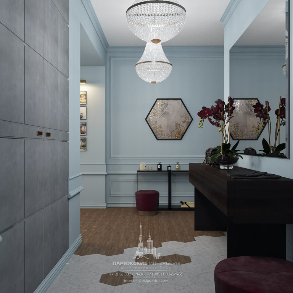 Океанский подарок. Бордовые акценты в московской 3-комнатной квартире