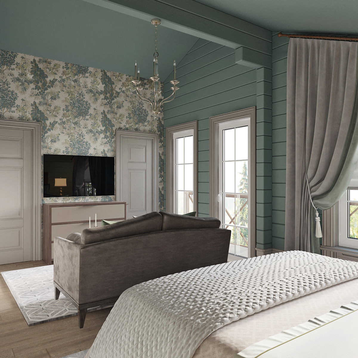 Рабочий проект Дом 200 квм. - Американский стиль. Работа над кухней-гостиной