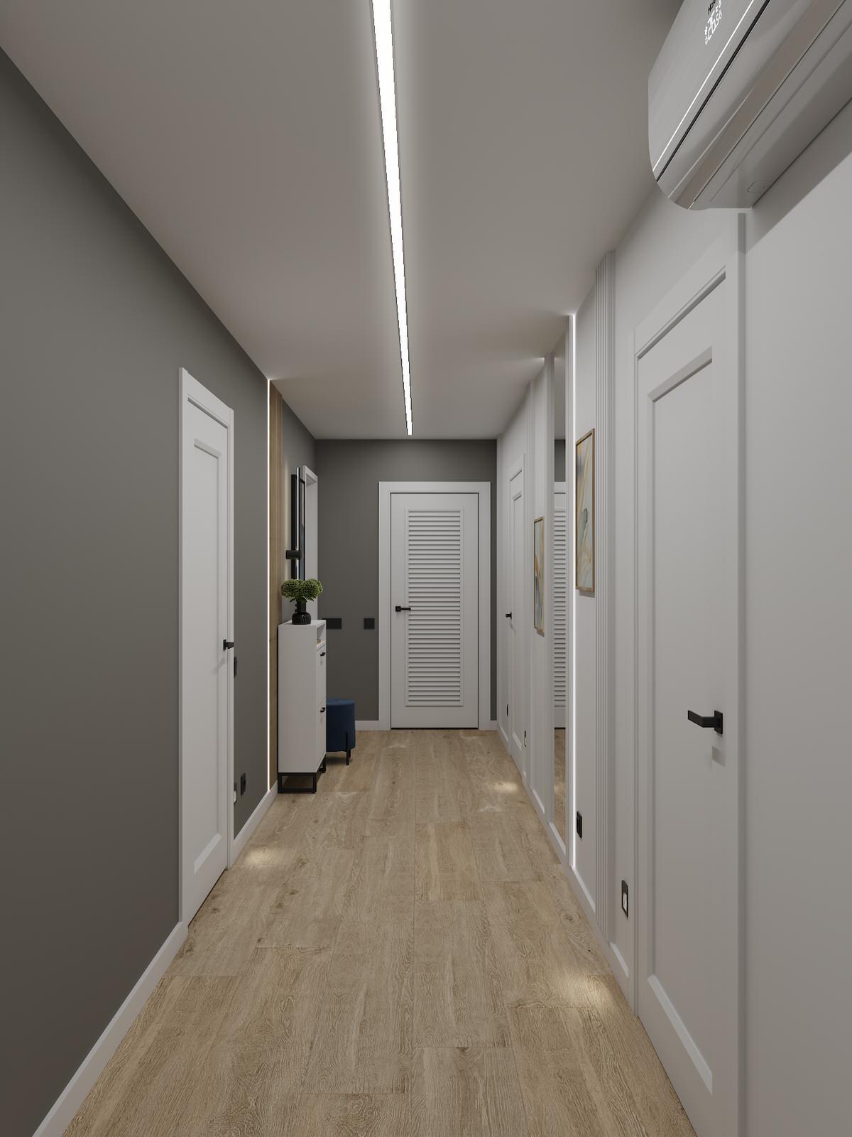 Визуализация дизайн-проекта квартиры 95 м кв, для пары с ребенком