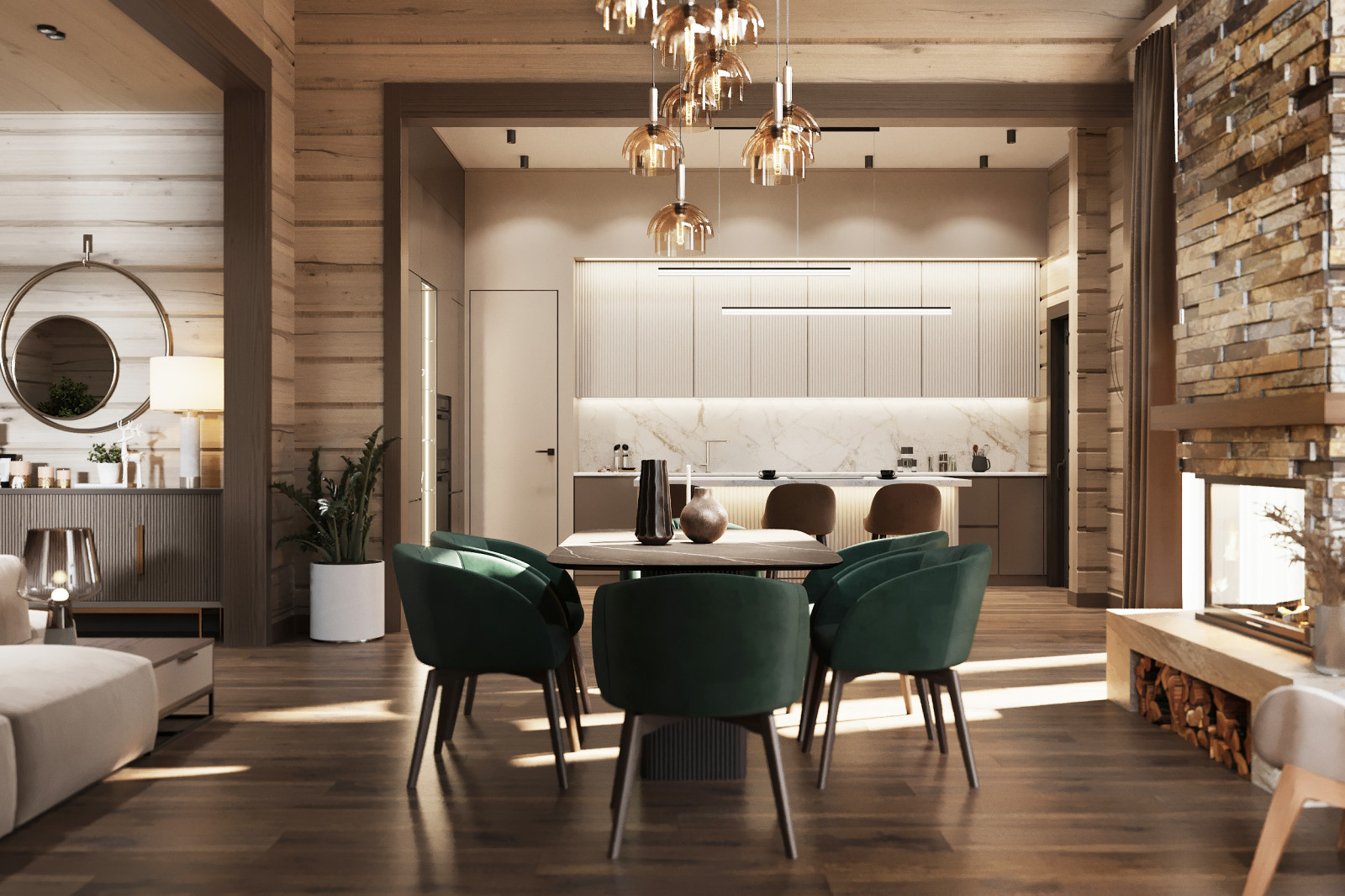 Проект интерьера деревянного дома в п.Завидово