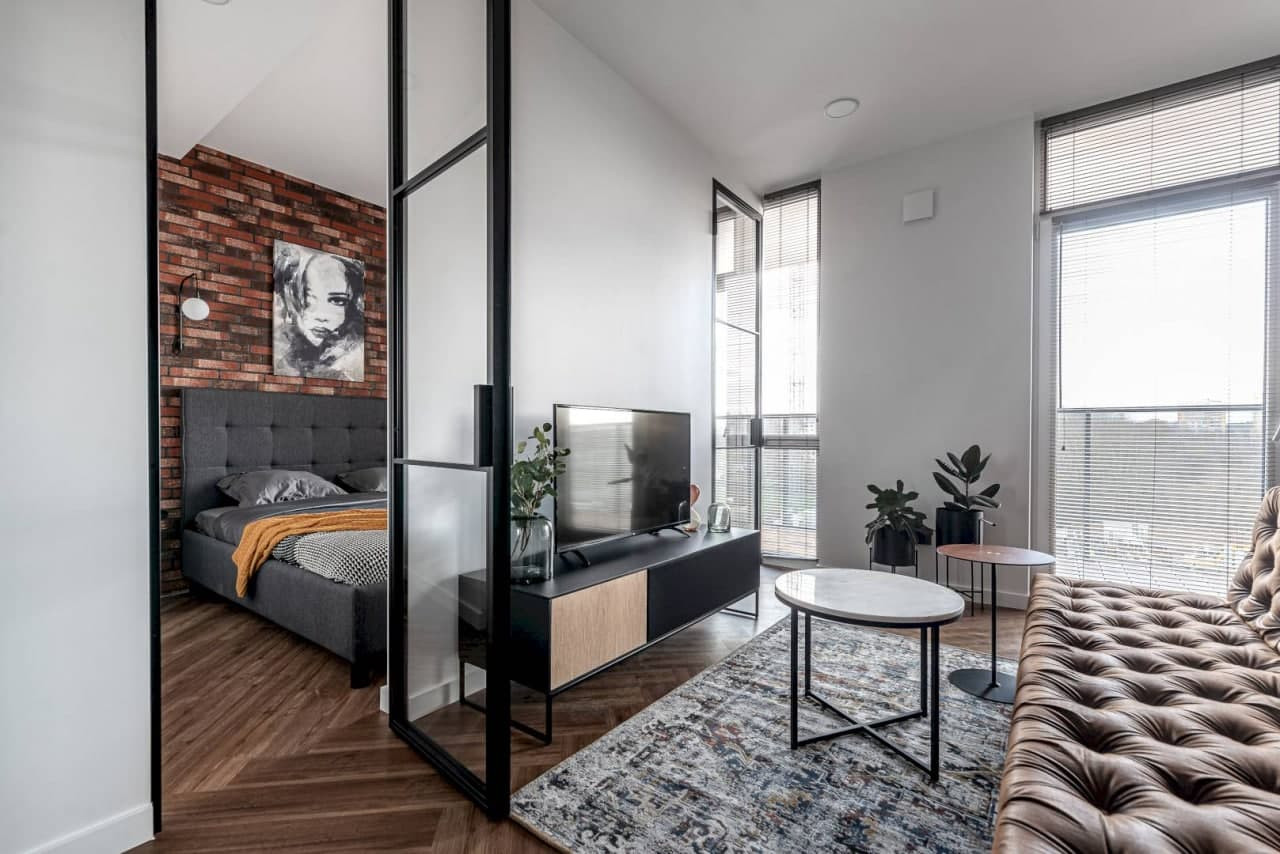 Интерьер с элементами стиля лофт. Квартира