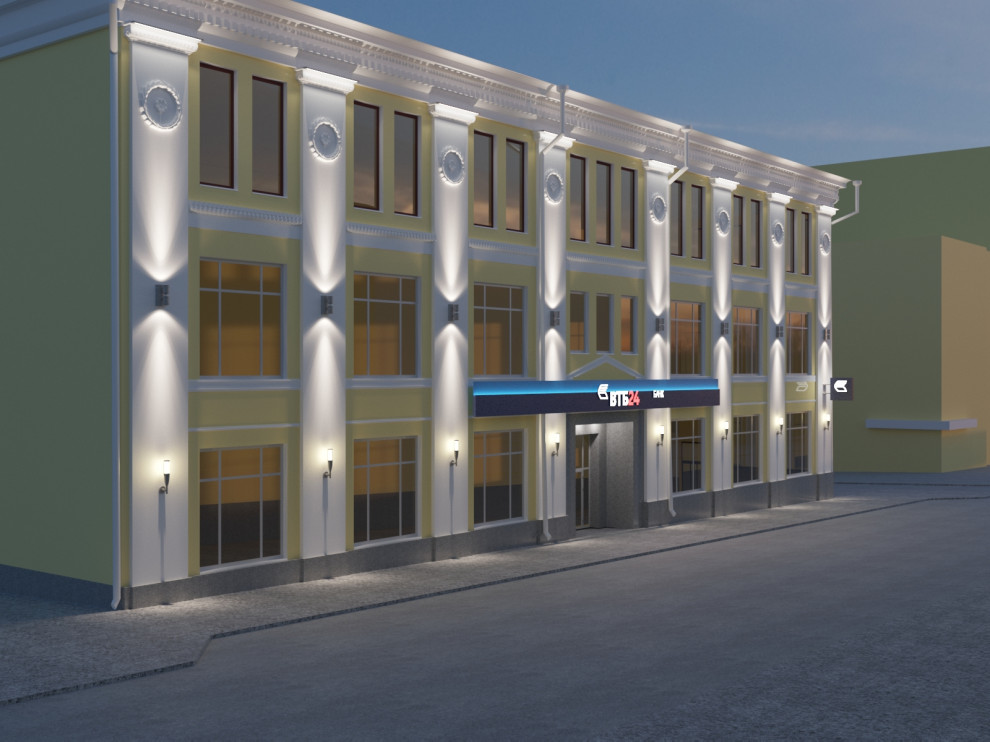 Световое решение фасада банка