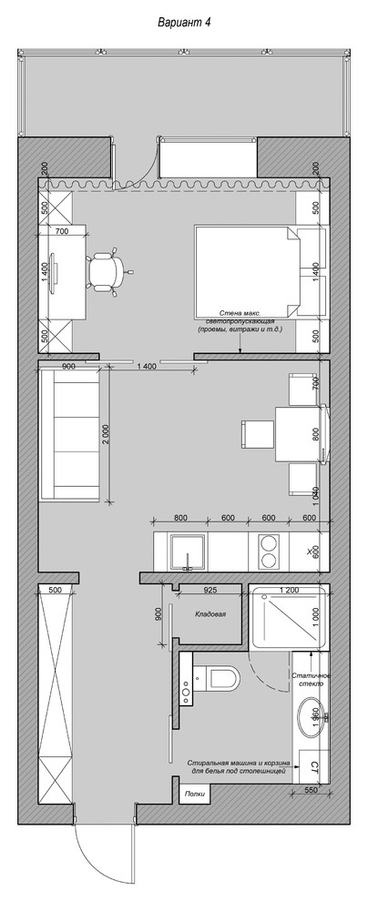 Варианты планировочного решения квартиры-студии