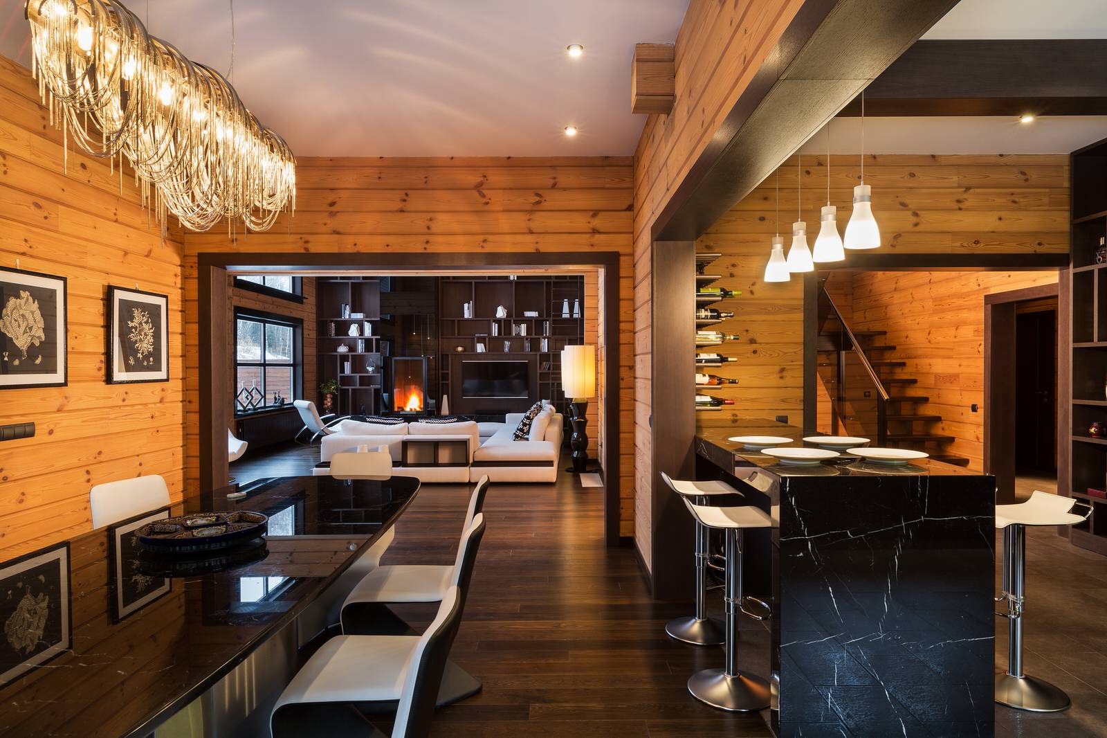 Интерьер деревянного особняка в подмосковном посёлке "Никольские озера"