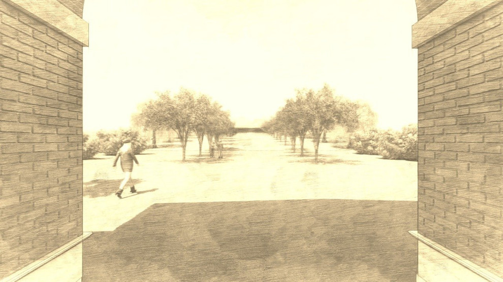 Entrance in small hotel complex