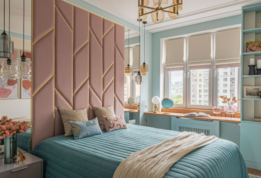 Мягкие стеновые панели в спальне