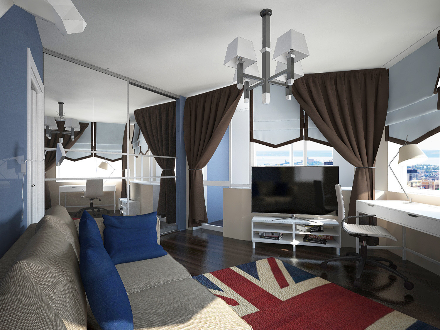 Современная трехкомнатная квартира на 20 этаже