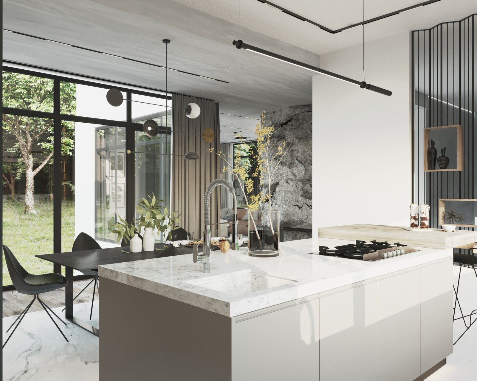 Аристократичный минимализм (кухня-столовая виллы)