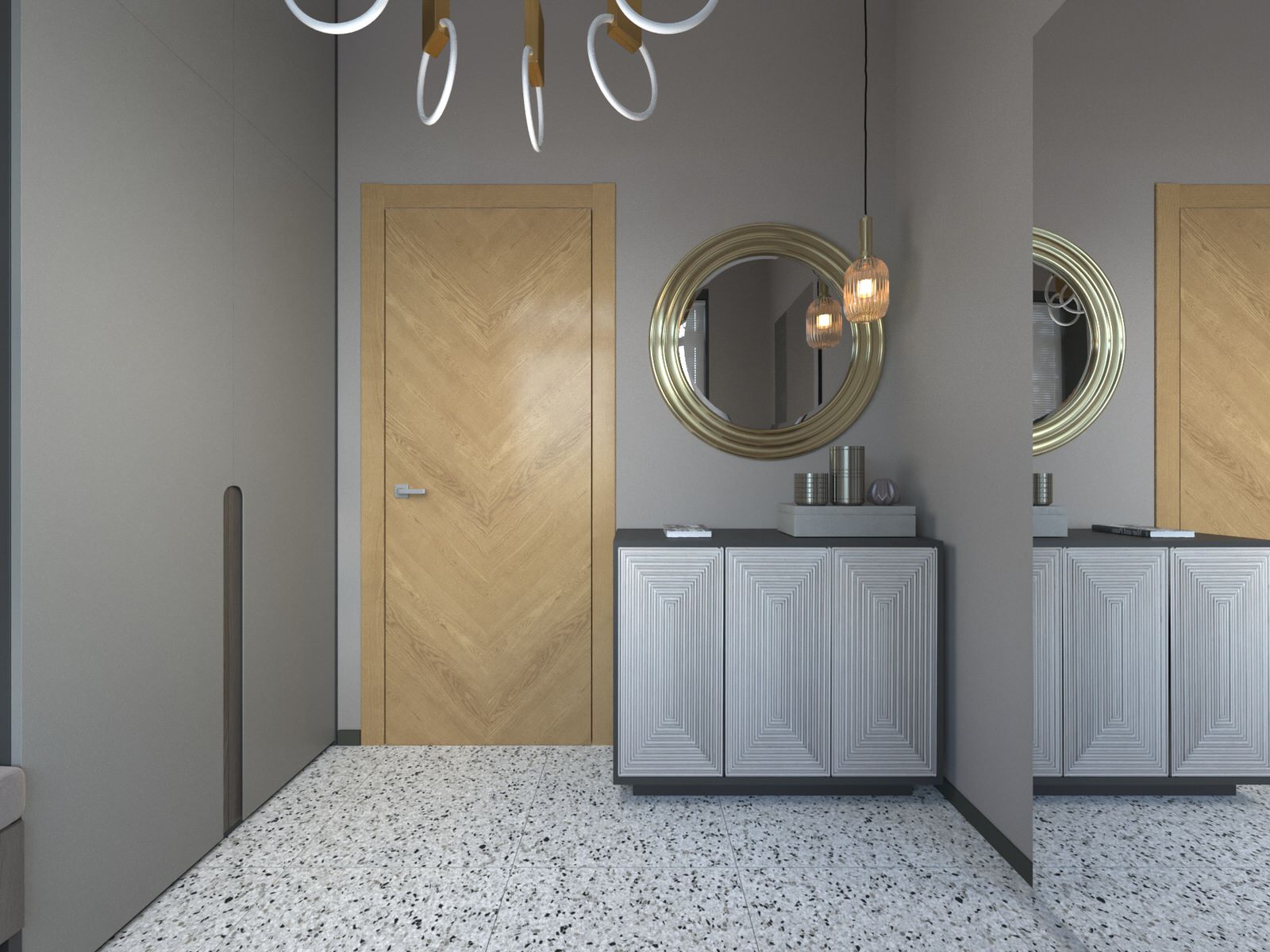 Обложка проекта: Проект прихожей и гостиной в доме для нескольких поколений семьи