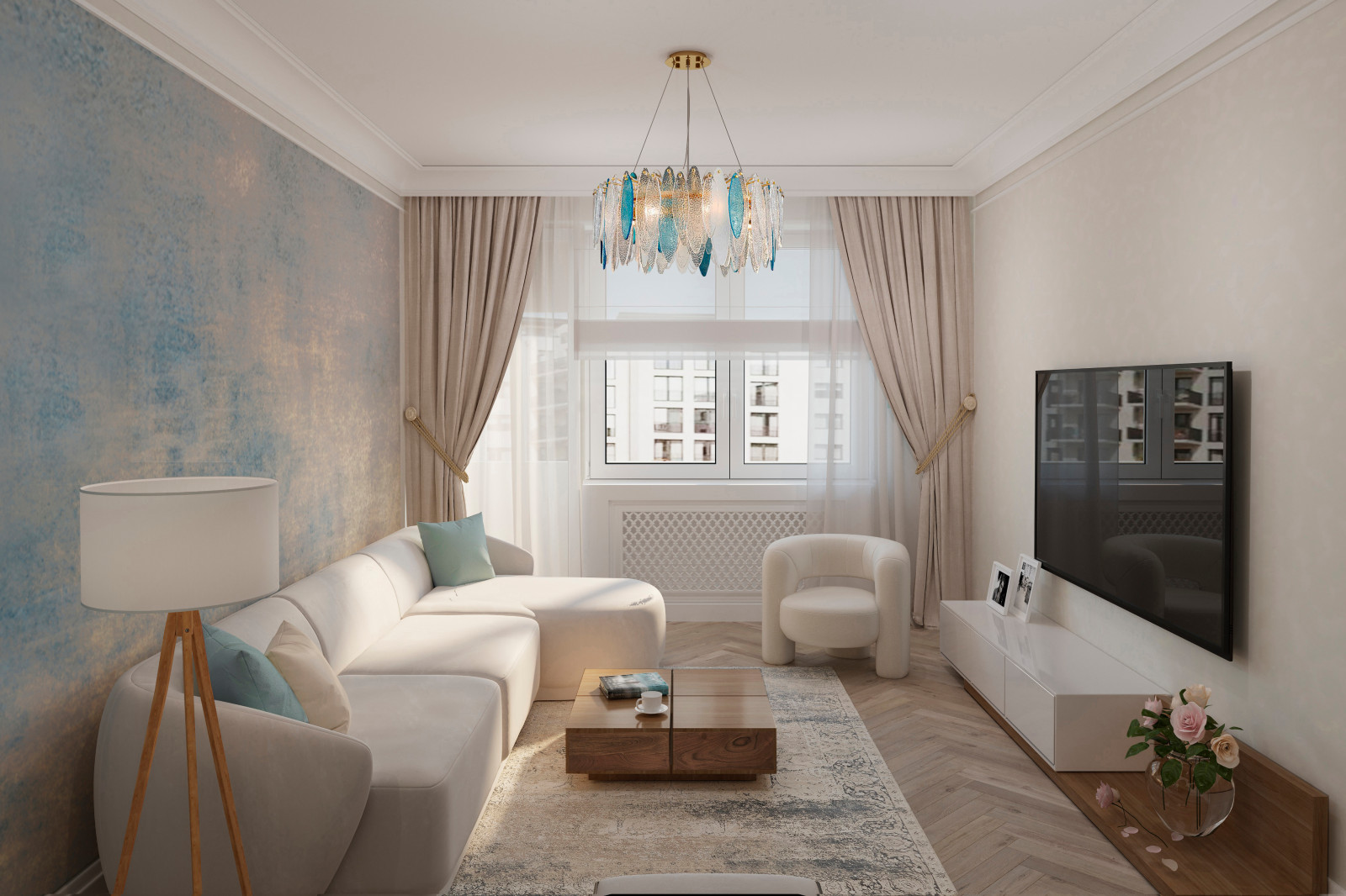 Wohnzimmer in Vierzimmerwochnung, 108gm Berlin.