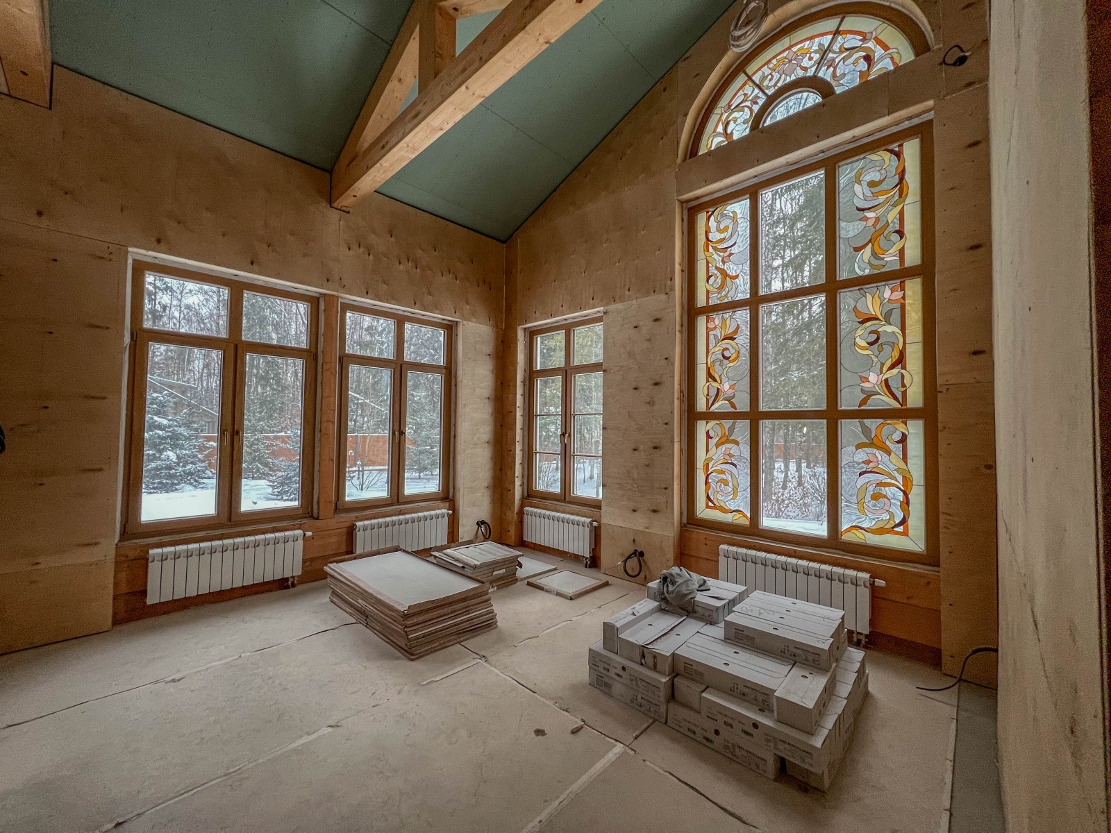 Особняк и Баня в русском стиле с витражом Тиффани