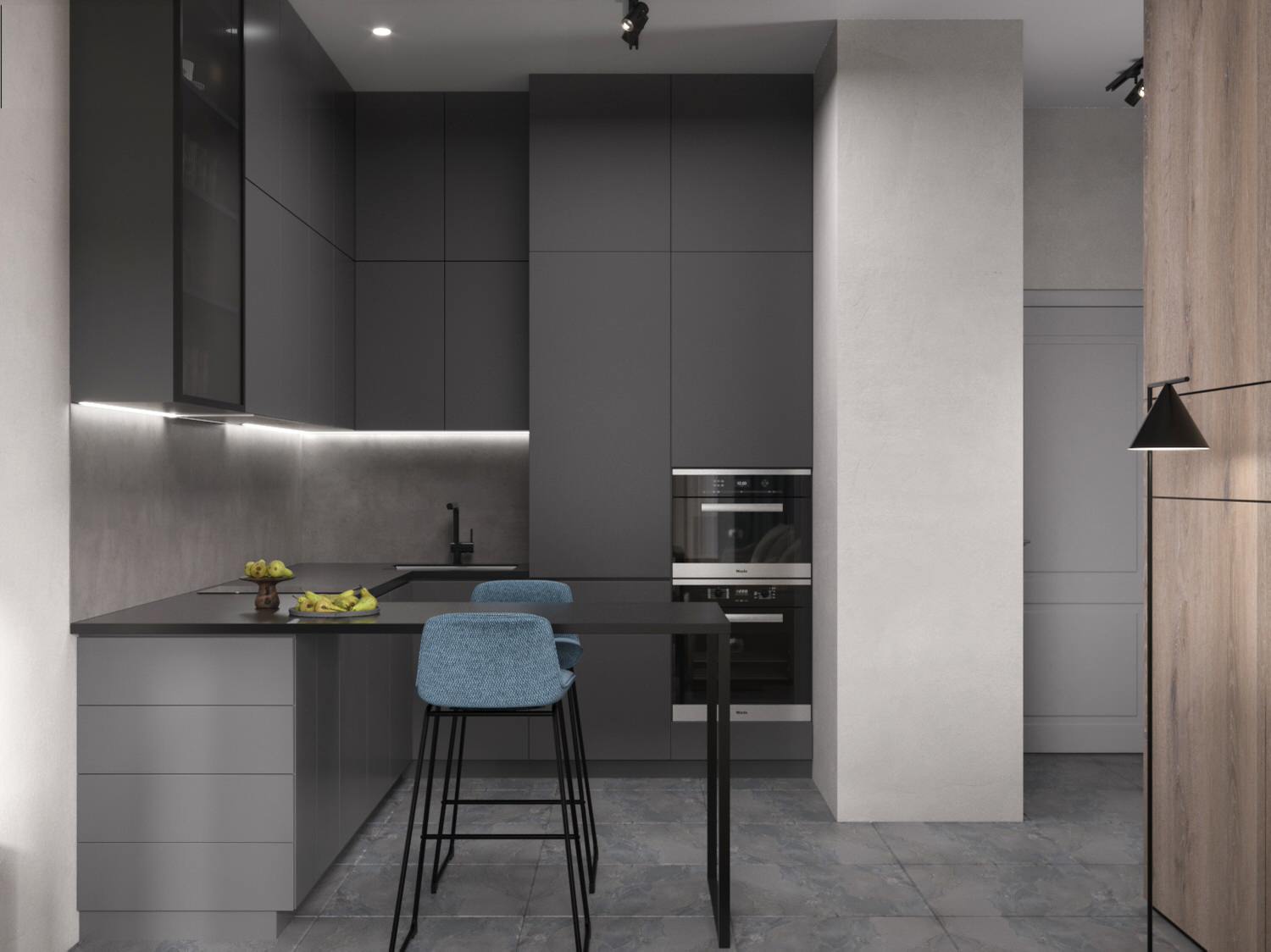 проект 1-комнатной квартиры MINIMALISM & LOFT