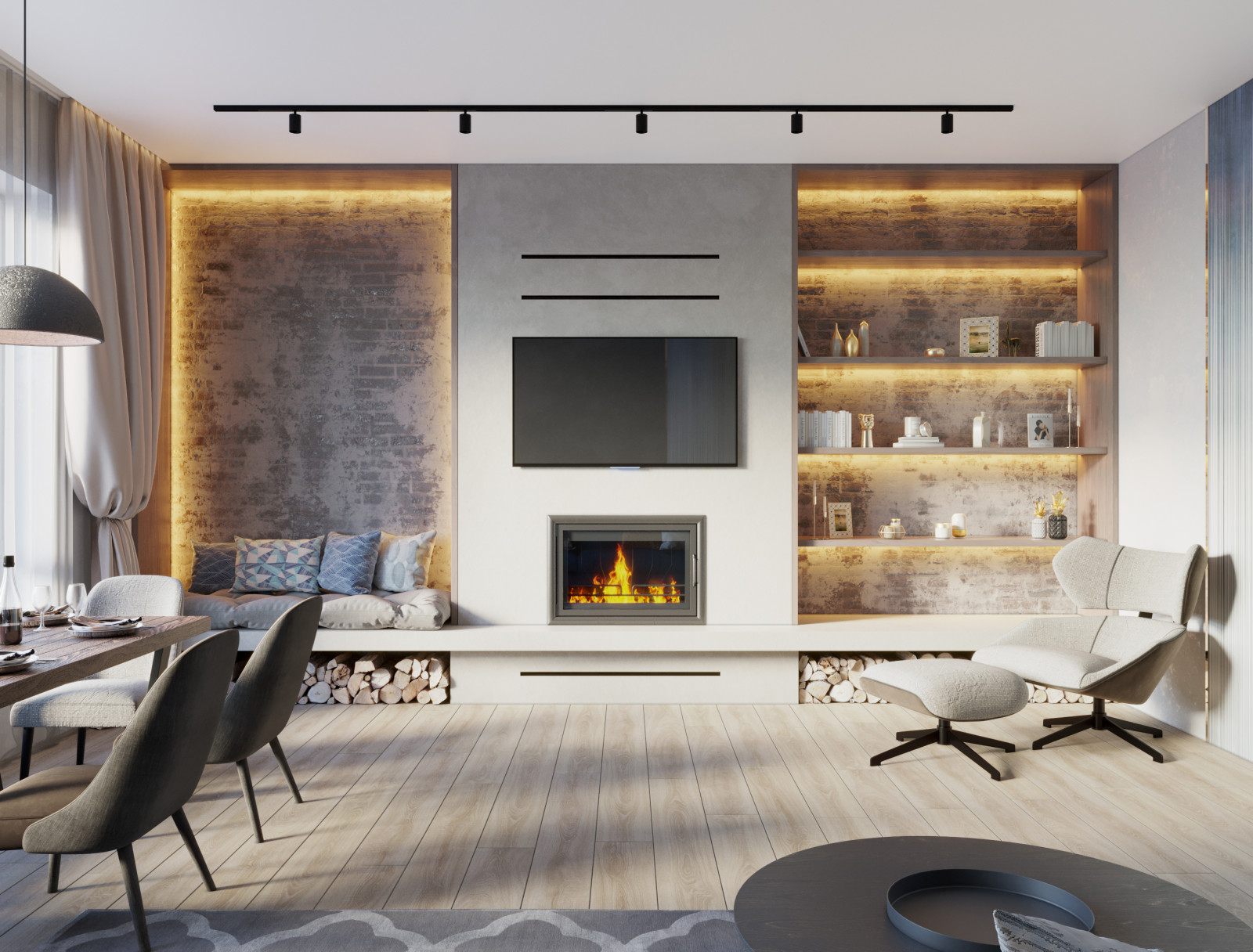 Дизайн гостиной с камином. Ставрополь