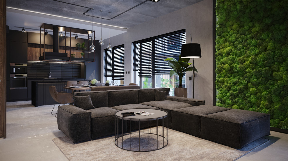 Интерьер квартиры в индустриальном стиле для холостяка