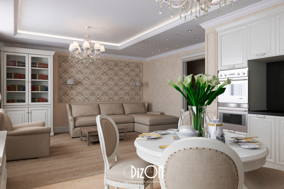 Квартира в современной классике,кухня-гостиная