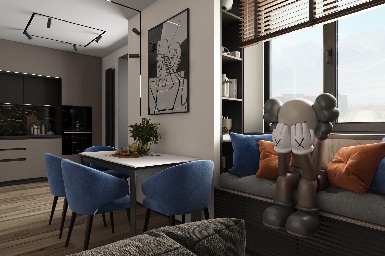 Интерьер кухни-гостиной, дизайнер Наталья Шевлякова