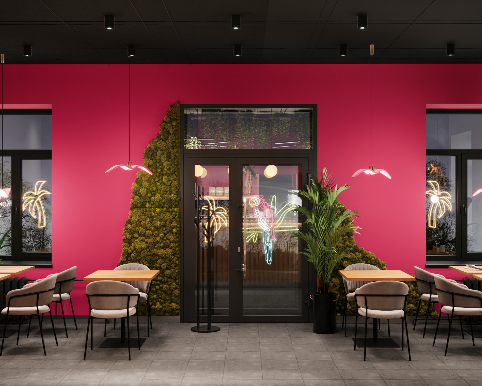 Кофейня в тропическом стиле. Проект