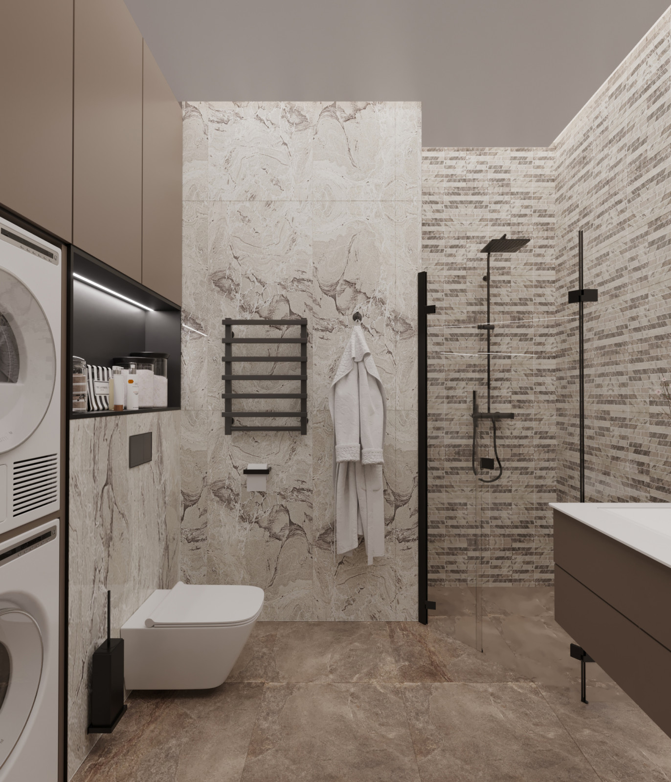 Дизайн ванной комнаты в квартире ЖК Триумф