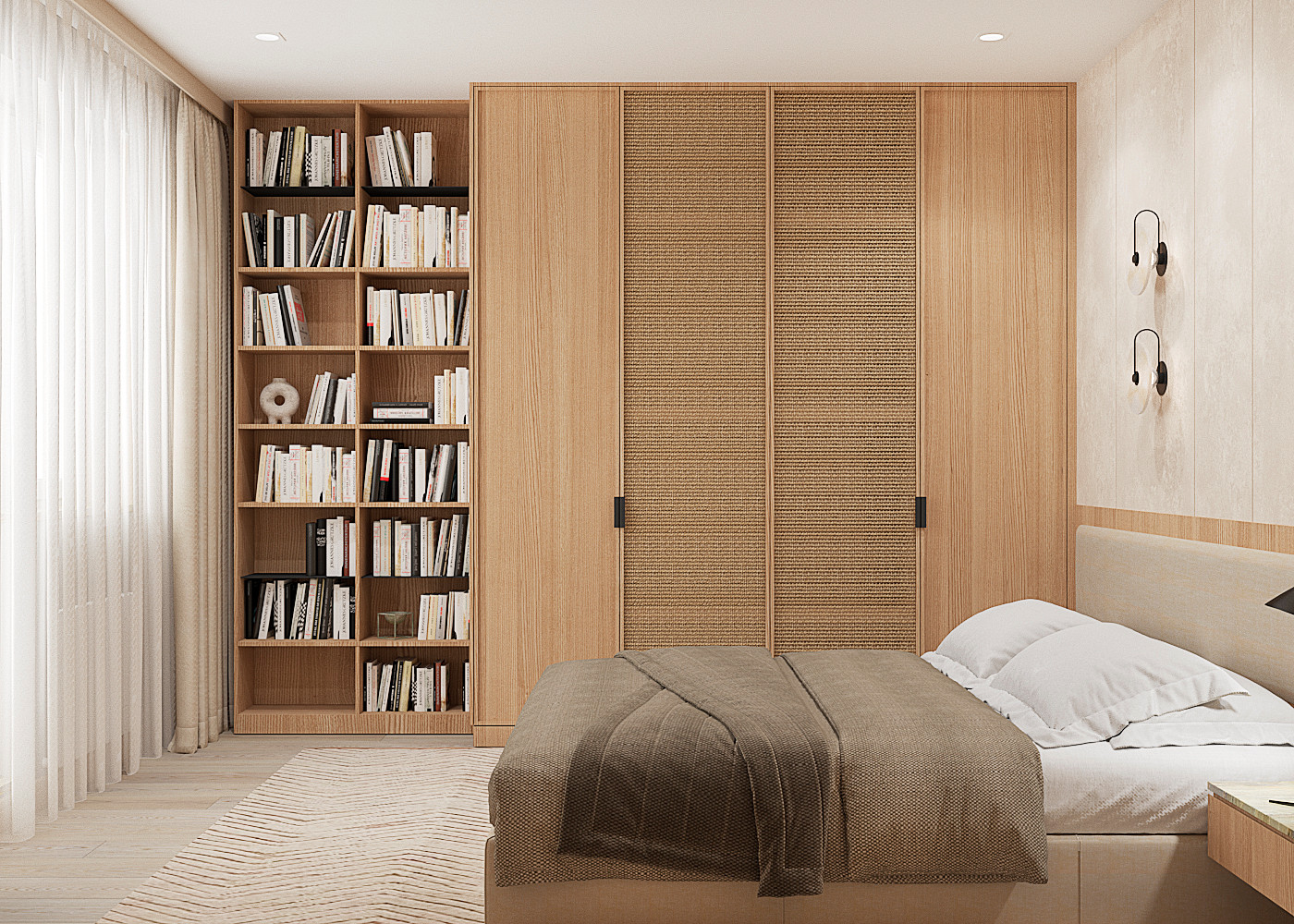 Спальня в проекте небольшой квартиры для молодого человека