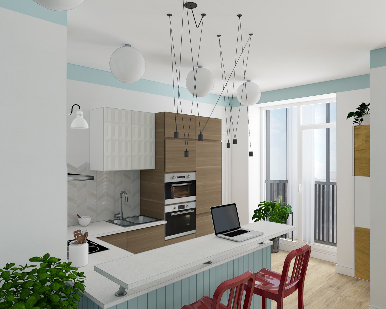 Интерьер с красными акцентами