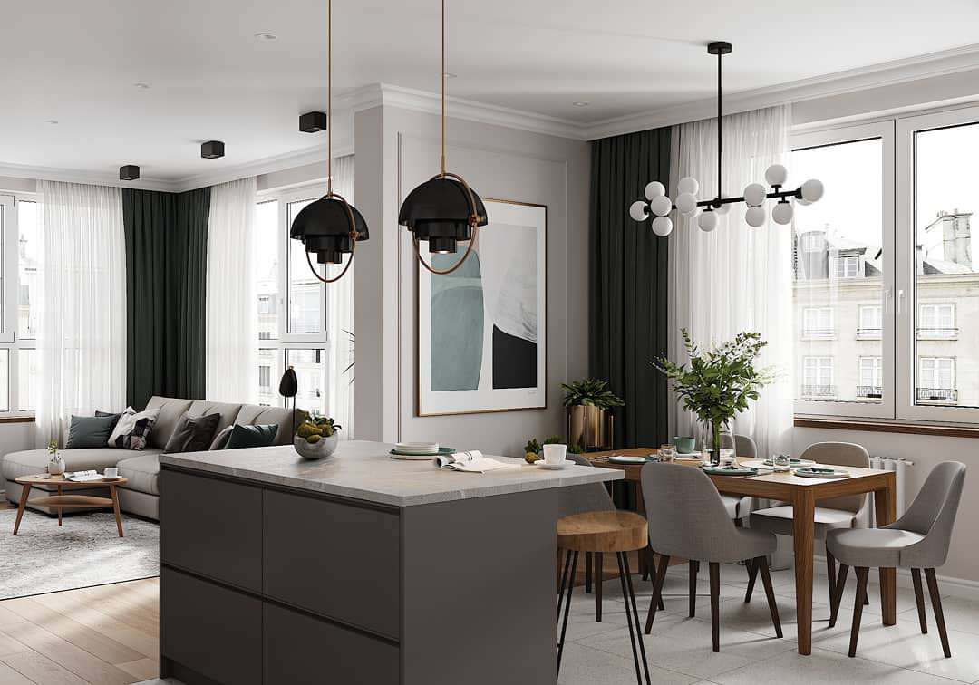 Проект кухни-гостиной 41 кв.м.