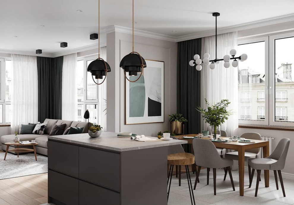 Проект кухни-гостиной 41 кв.м.