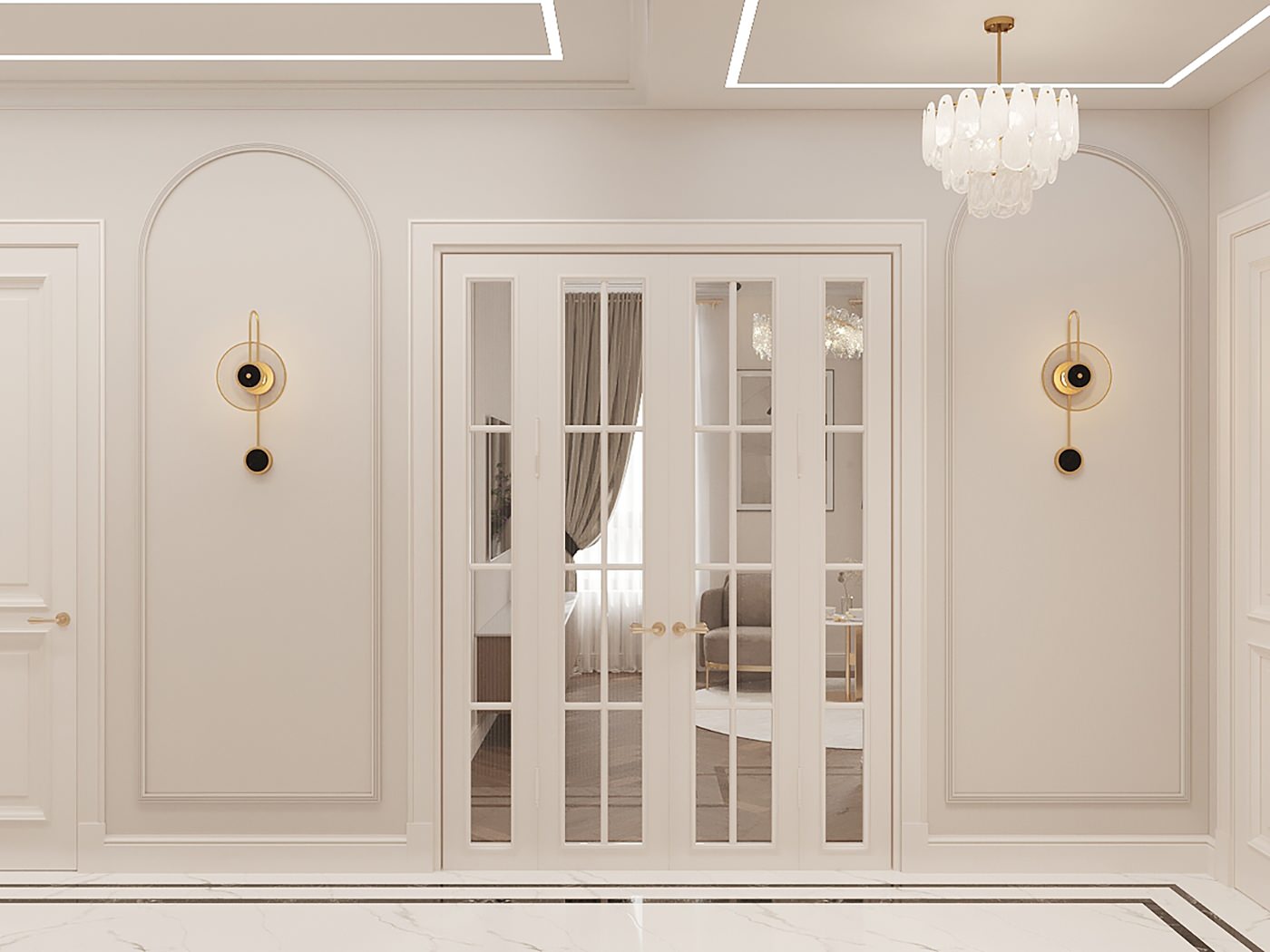 Интерьер в стиле неоклассика в РП ЗАРЕЧЬЕ 103 кв.м.