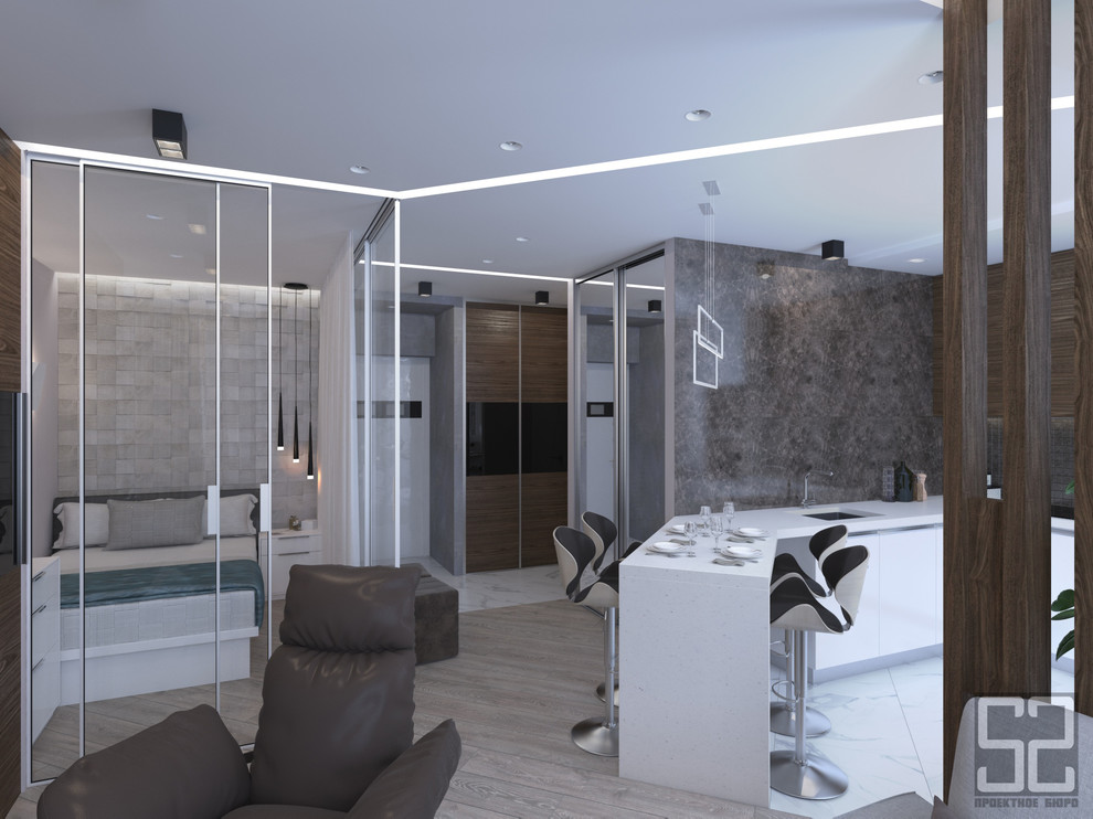 Интерьер квартиры-студии в ЖК "Караваиха"