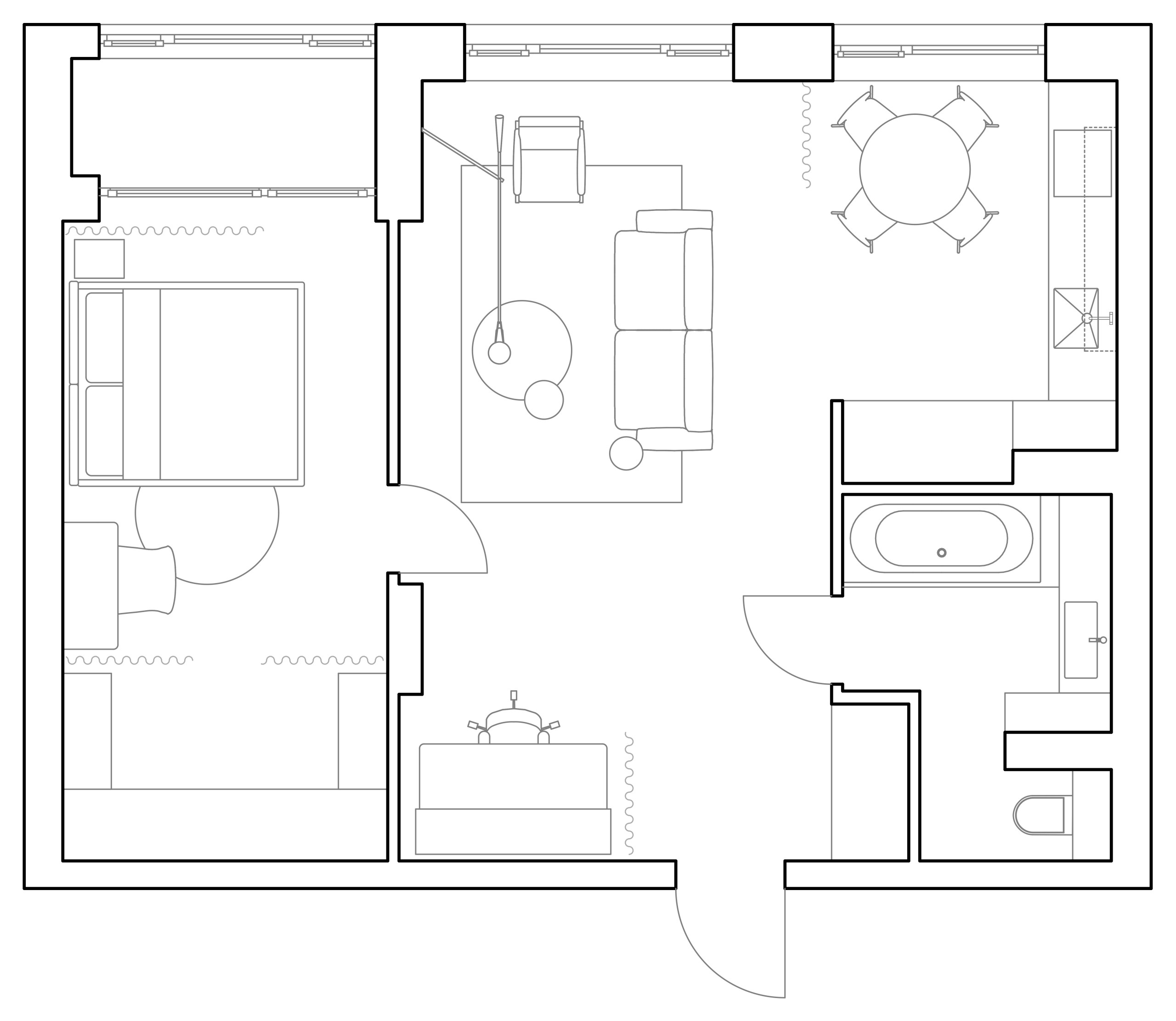 Houzz Украина: Квартира c шторами вместо перегородок