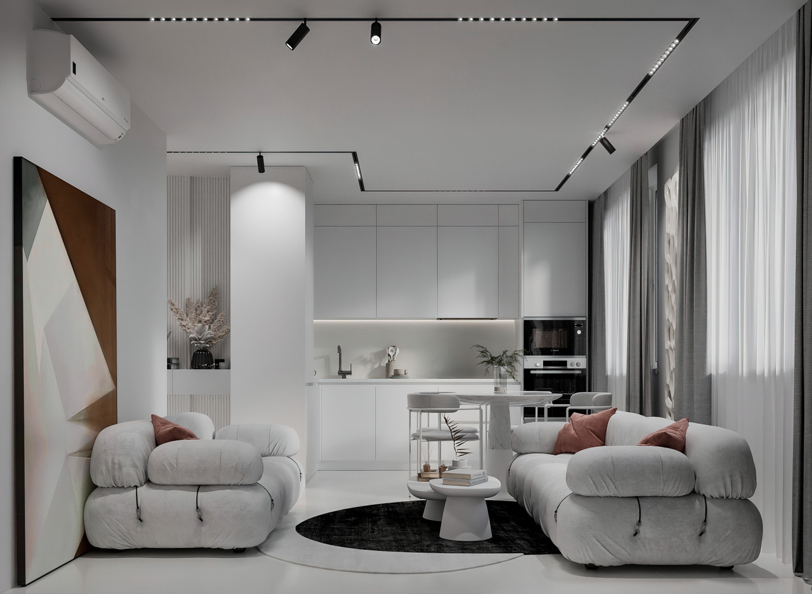 Гостиная в квартире 50 кв.м., Березовая Аллея