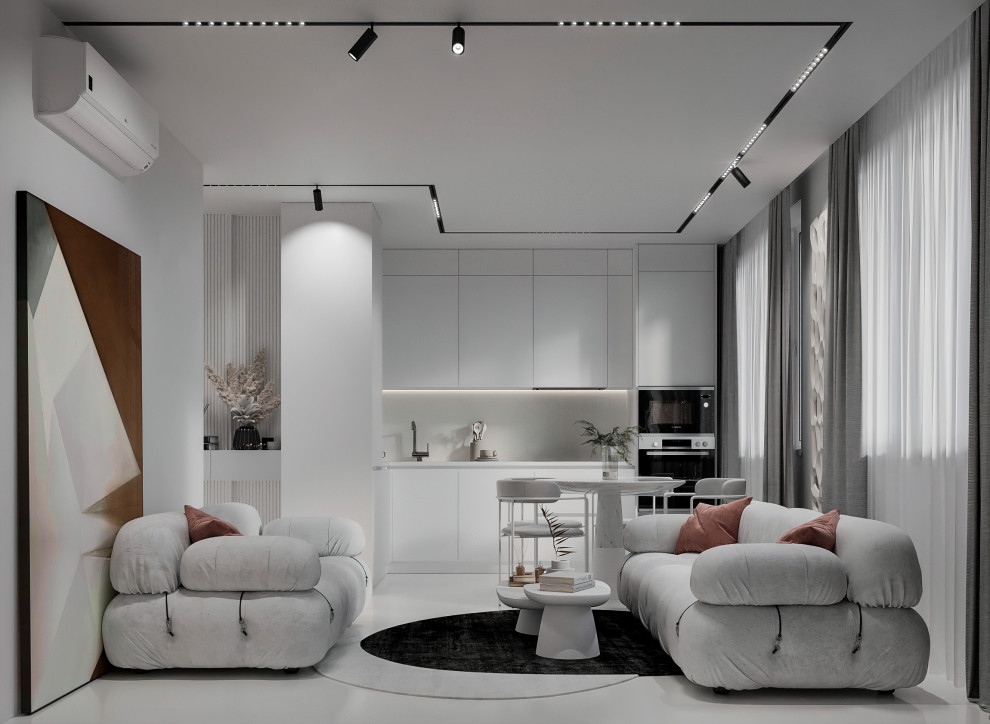 Гостиная в квартире 50 кв.м., Березовая Аллея