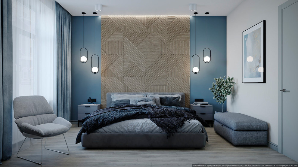 Современный стиль в синих тонах. Квартира в Сталинском доме.