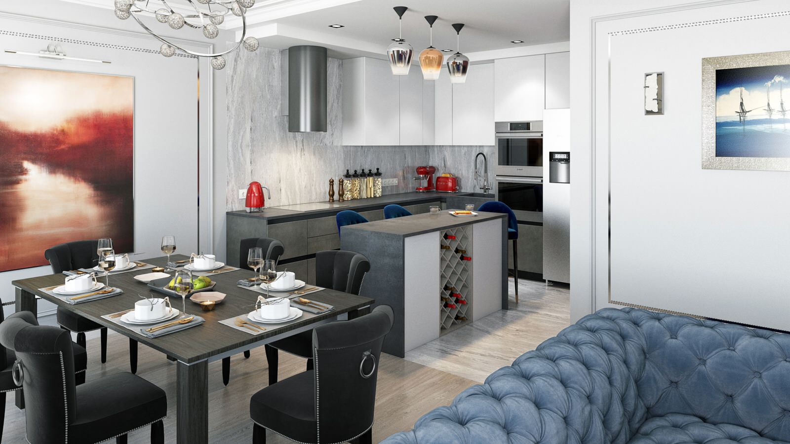 Интерьер квартиры в ЖК Wellton Park (95,7 кв.м.) "Палитра"