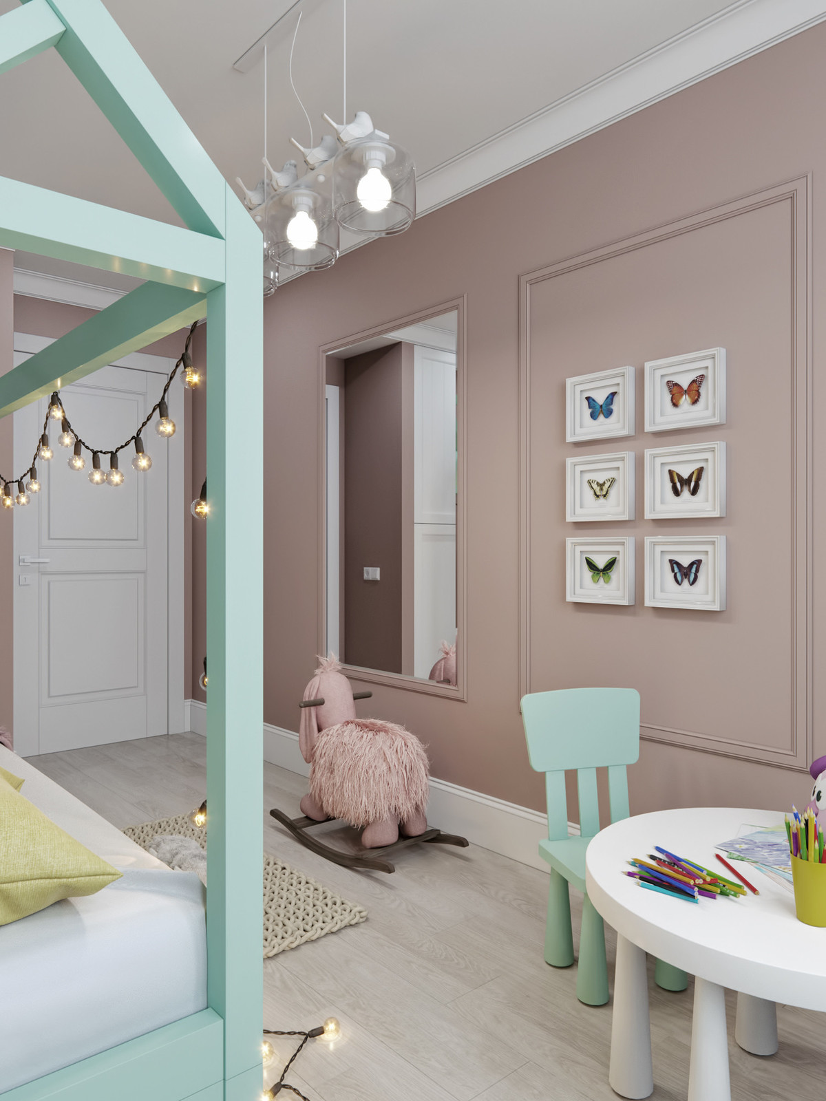 Сhildren's room with a mint accent