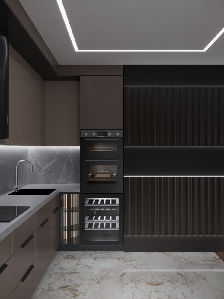 Дизайн-проект кухни-гостиной с курительной комнатой