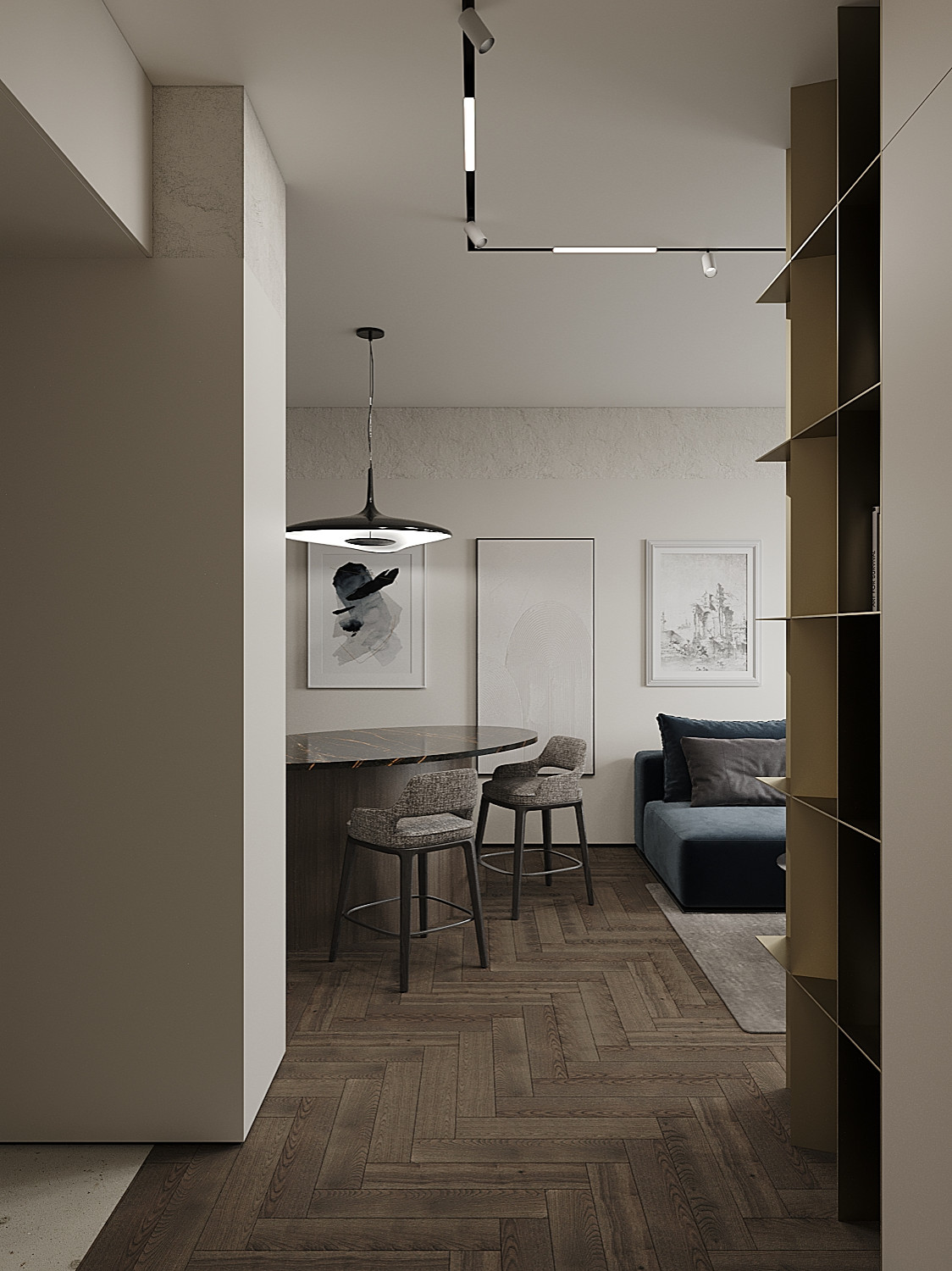 Квартира-студия в холодных тонах