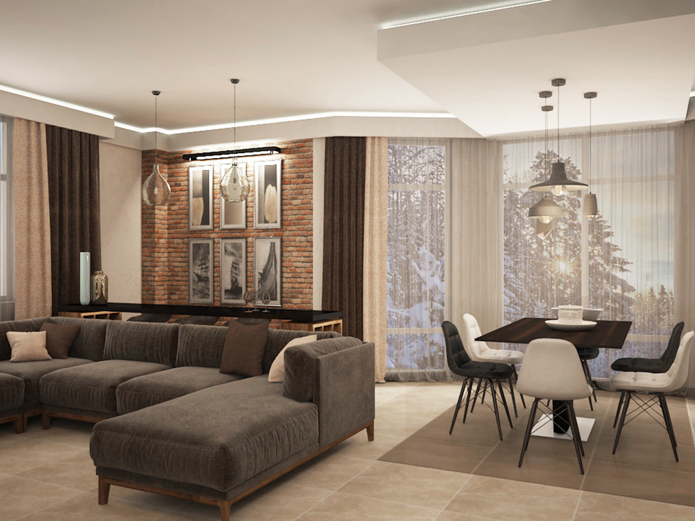 Кухня-гостиная в загородном доме, Лен. обл.