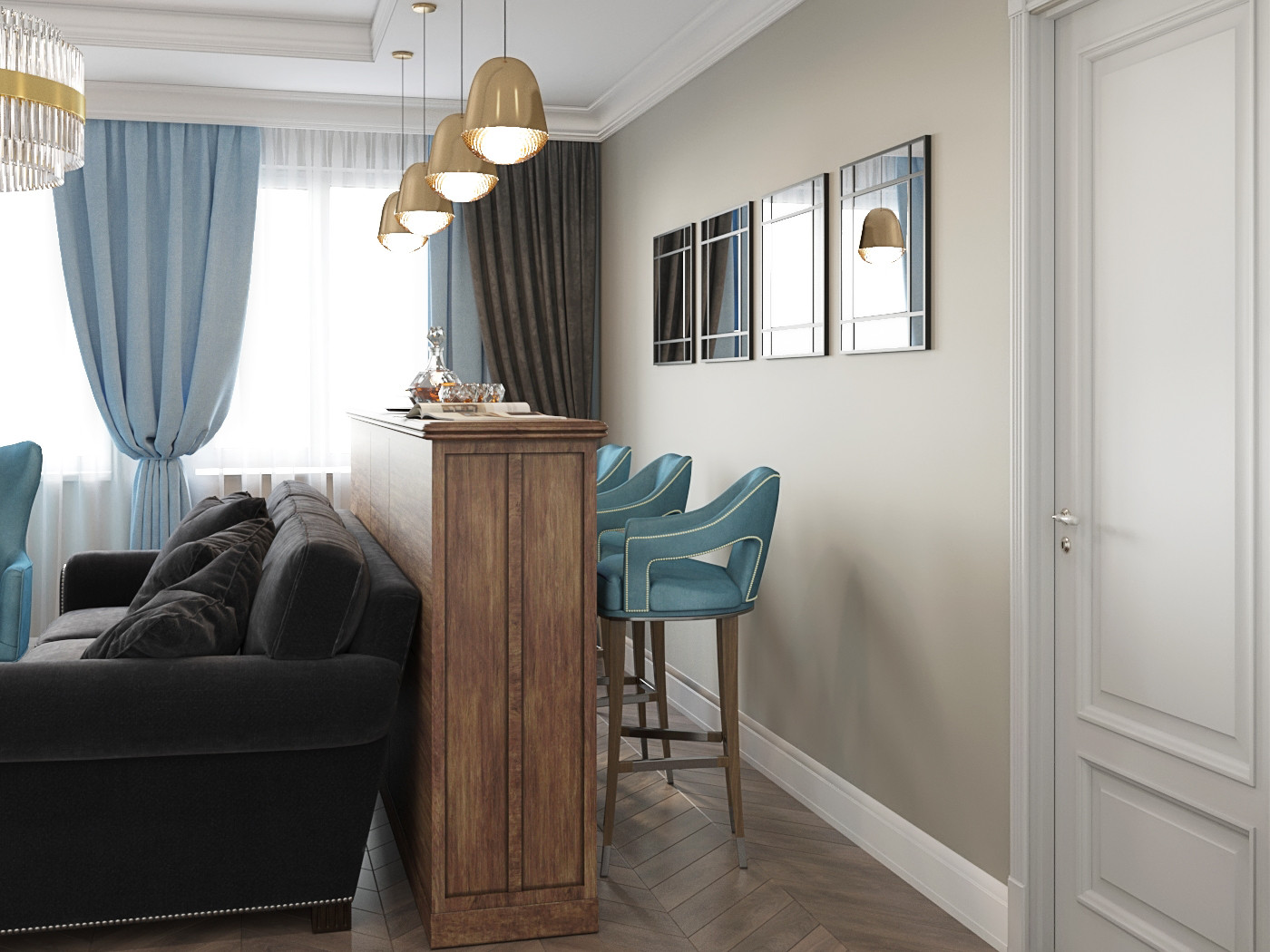 гостиная с барной стойкой