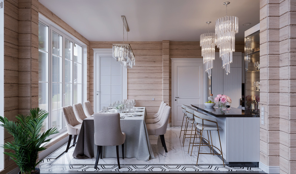 Гостиная-кухня в загородном доме