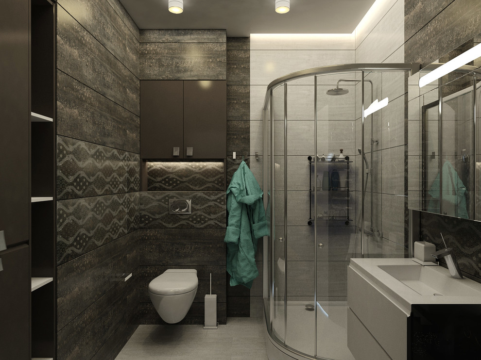 Санузел в новостройке (несколько вариантов плитки).