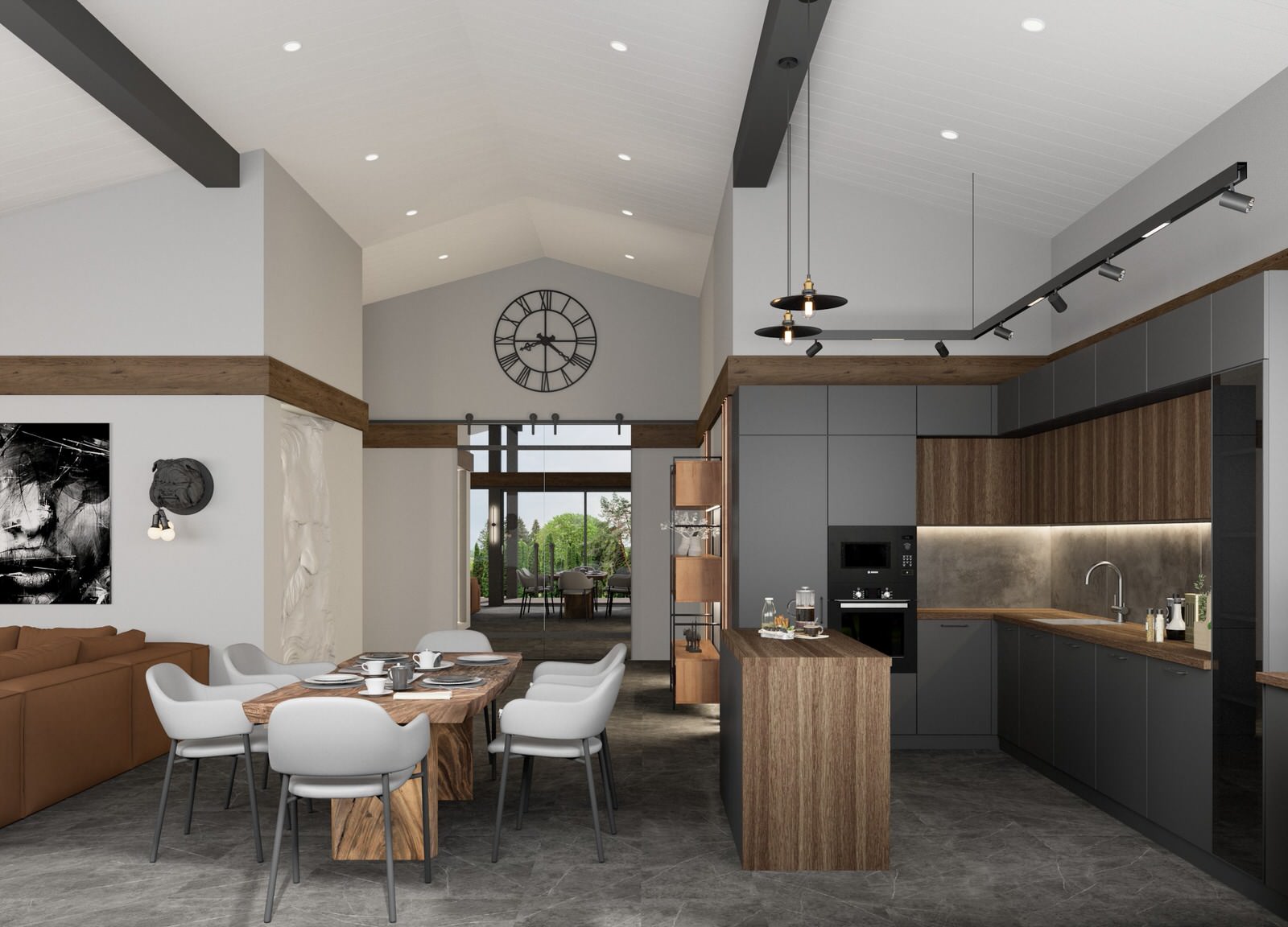 Дизайн кухни-гостиной в доме