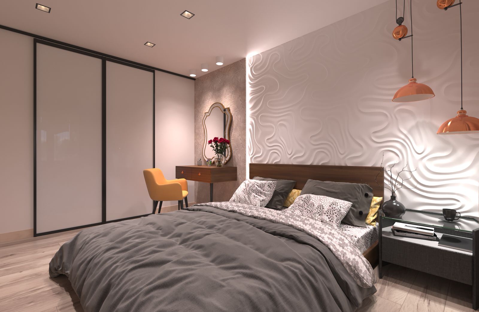 Дизайн-проект интерьера спальни и лоджии в современном стиле
