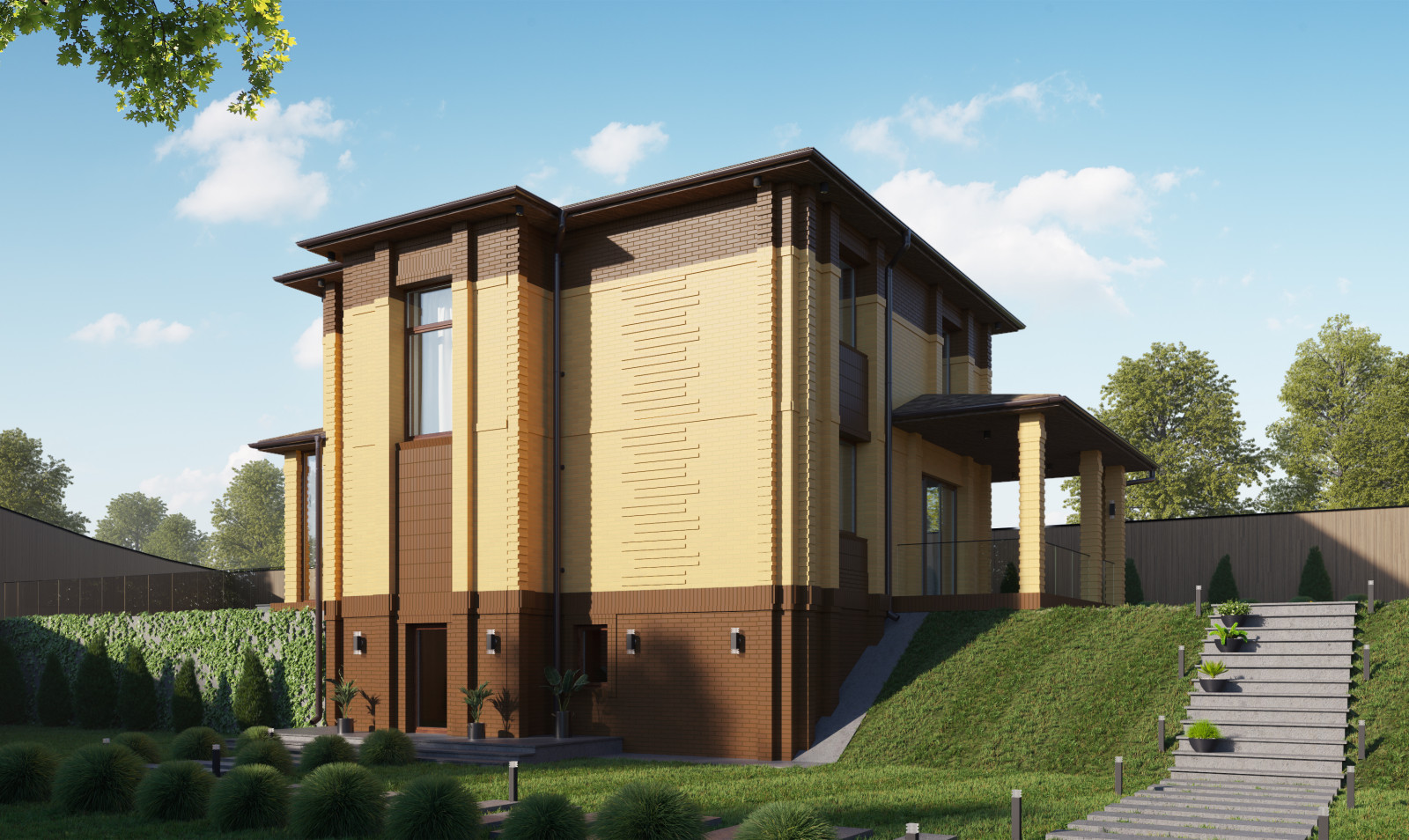 Обложка проекта: Дизайн фасада из кирпича для коттеджа в пригороде Владивостока