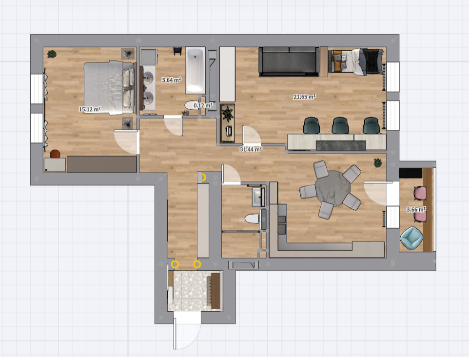 Проект 2-х комнатная квартира 81 м2 для семьи с тремя детьми. Стиль современный