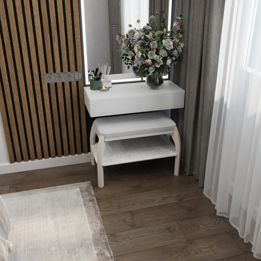 Банкетка в спальню / банкетка мягкая / цвет светлый