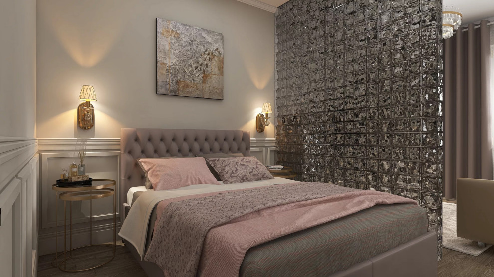 Обложка проекта: Дизайн квартиры-студии для пожилой пары в неоклассическом стиле