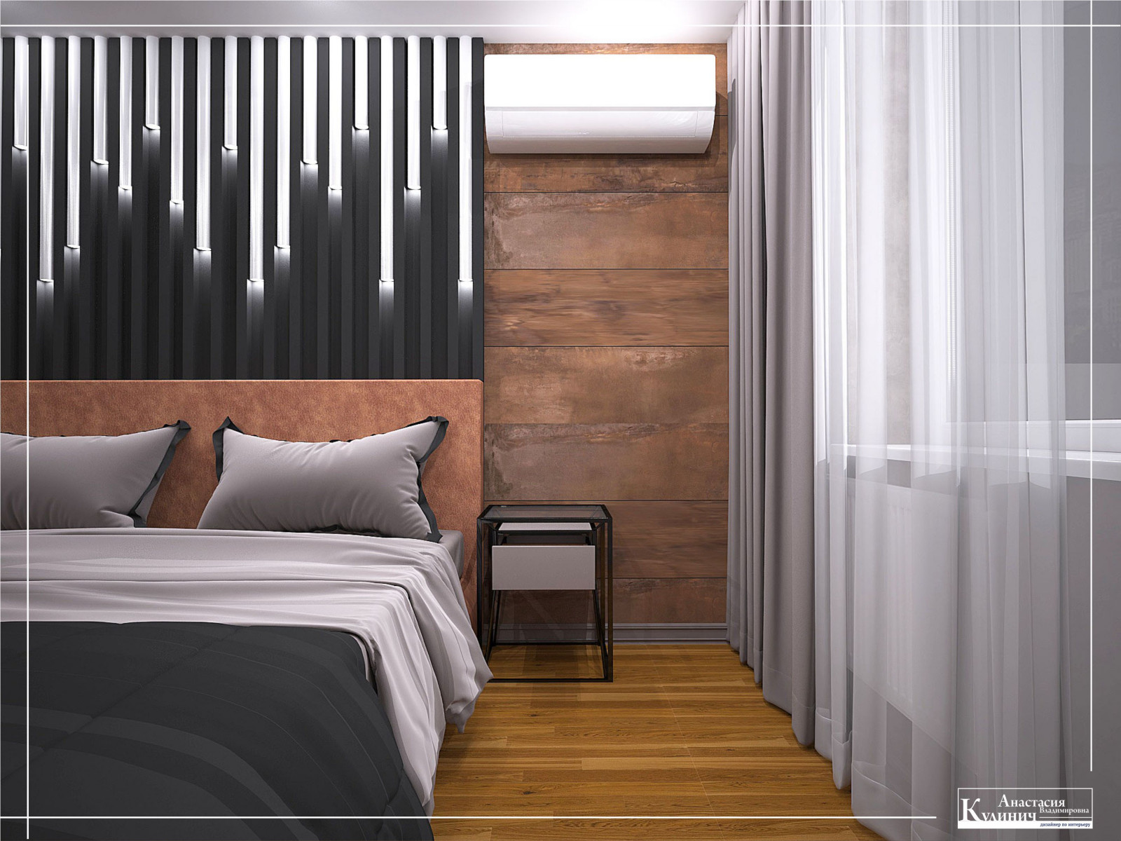 Спальня в стиле лофт. Дизайн проект "Симфиоз Лофта и Эко"