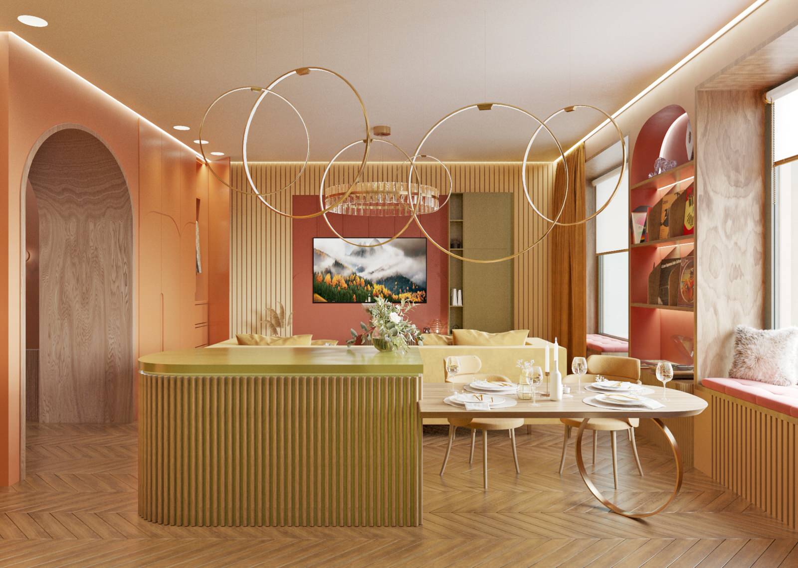 Современная кухня 30 м2