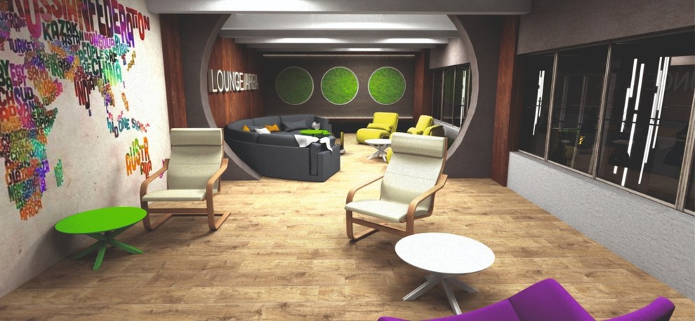 Офис IT- компании в Кемерово. Комната отдыха и коридор.