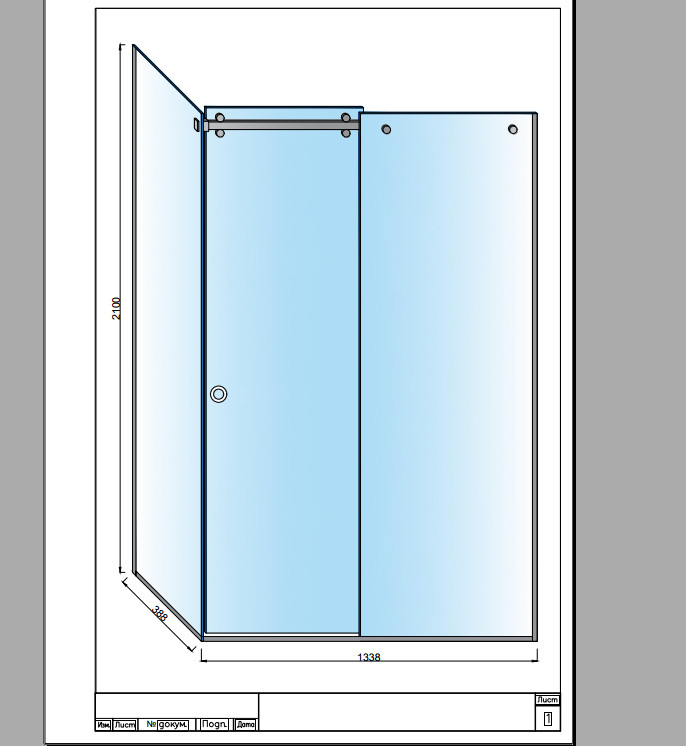Раздвижная перегородка из 3-х стекол